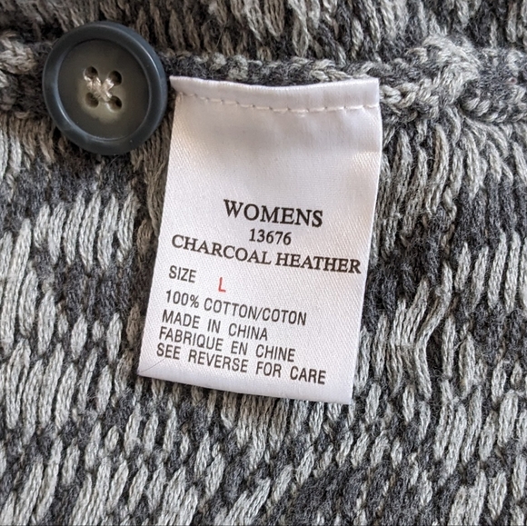 Woolrich Sweater Vest Women's Charcoal Heather Cotton Cable Knit Size L. - Picture 12 of 15